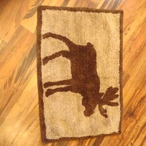 Moose Design Brown and Beige Rug